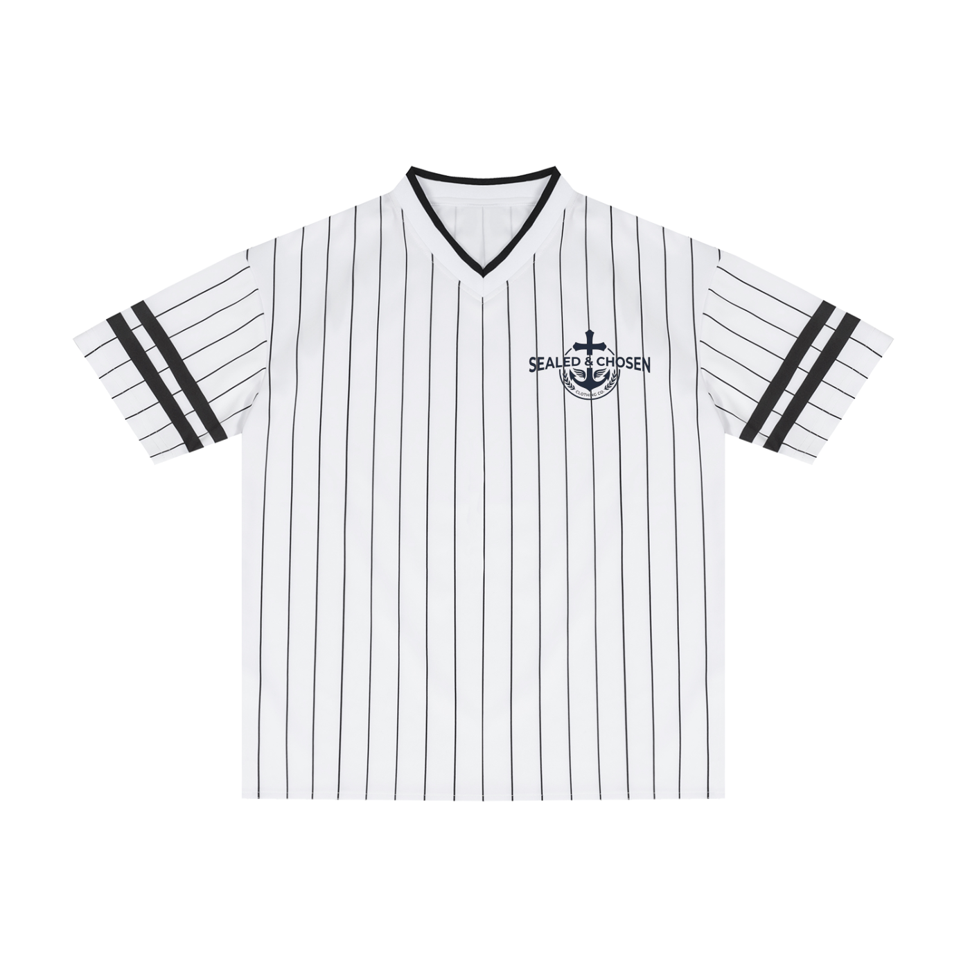 Unisex Striped Loose V-Neck T-Shirt