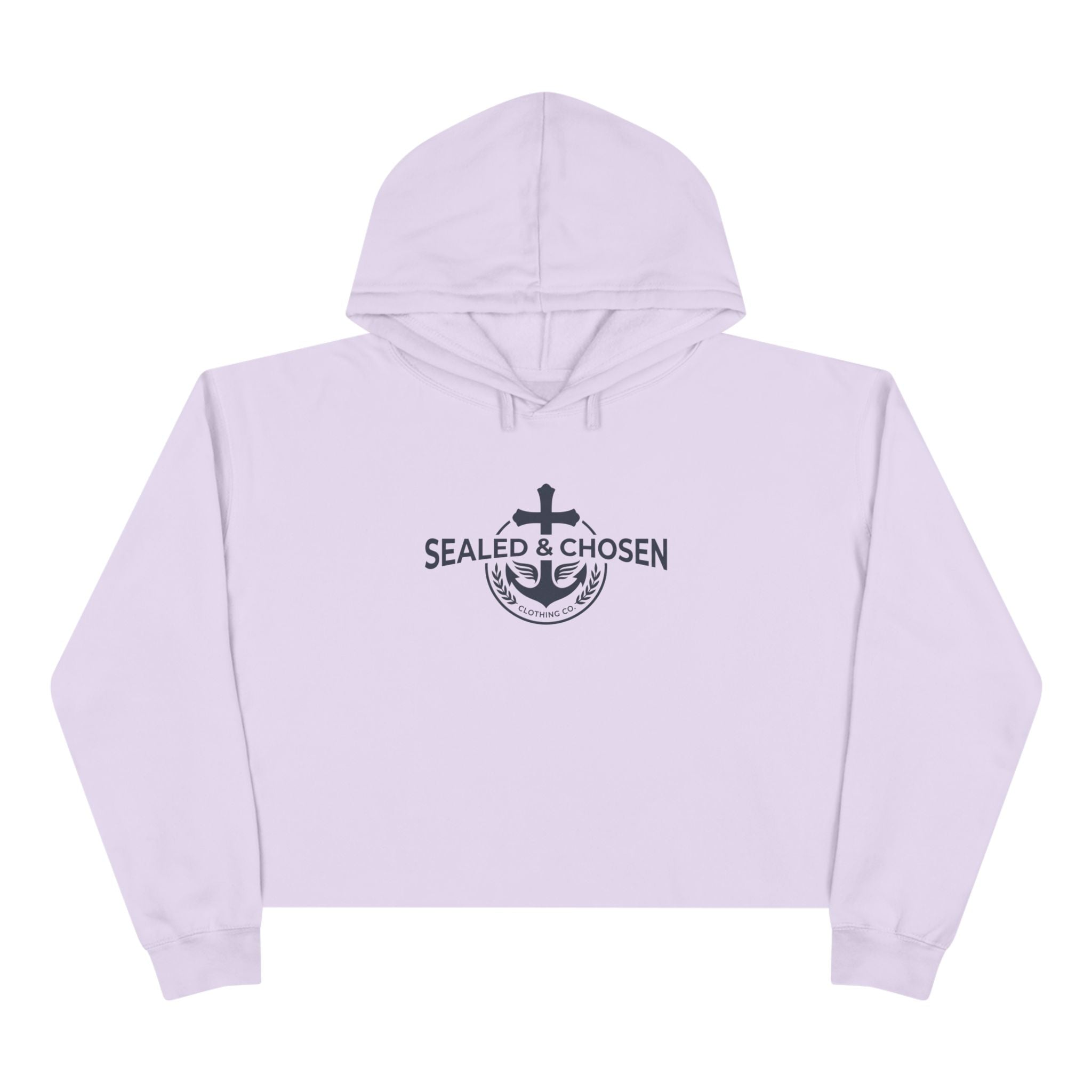 Christian Crop Hoodie — "Sealed & Chosen" Isaiah 54:17 Anchor Design