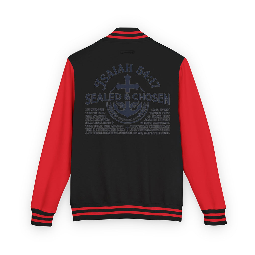 Isaiah 54:17 Varsity Letterman Jacket — Sealed & Chosen Faith Apparel