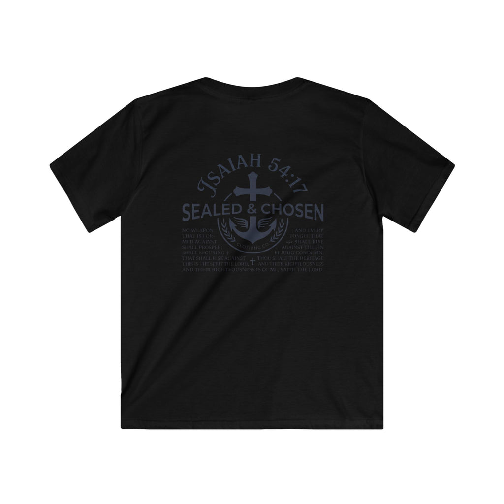 Kids Tee — "Sealed & Chosen" Christian Anchor Shirt (Isaiah 54:17)