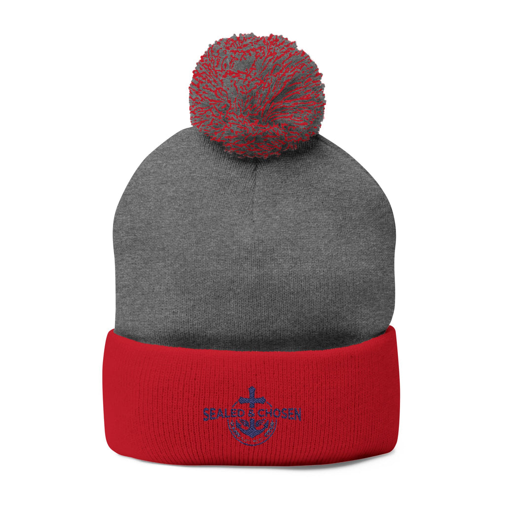 Embroidered Pom-Pom Knit Cap — 'SEALS CHOSEN' Anchor Logo