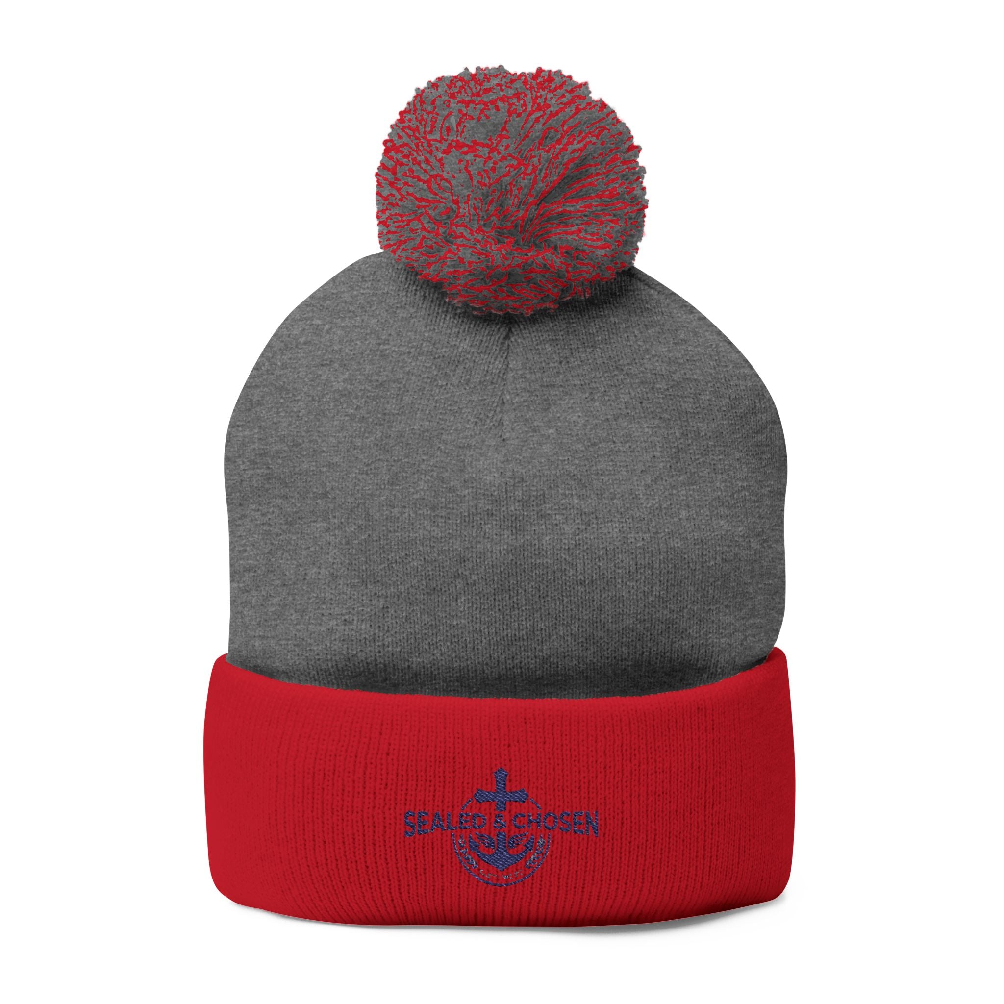 Embroidered Pom-Pom Knit Cap — 'SEALS CHOSEN' Anchor Logo