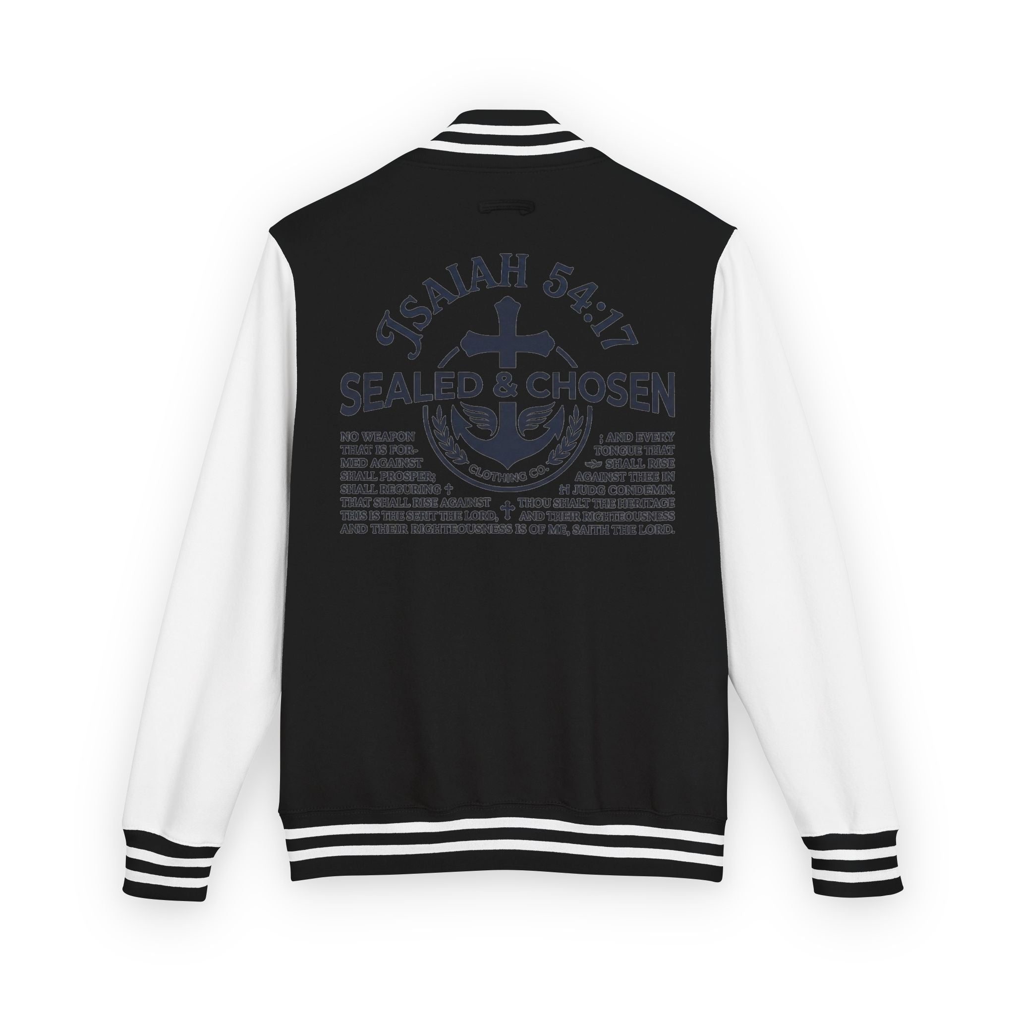 Isaiah 54:17 Varsity Letterman Jacket — Sealed & Chosen Faith Apparel