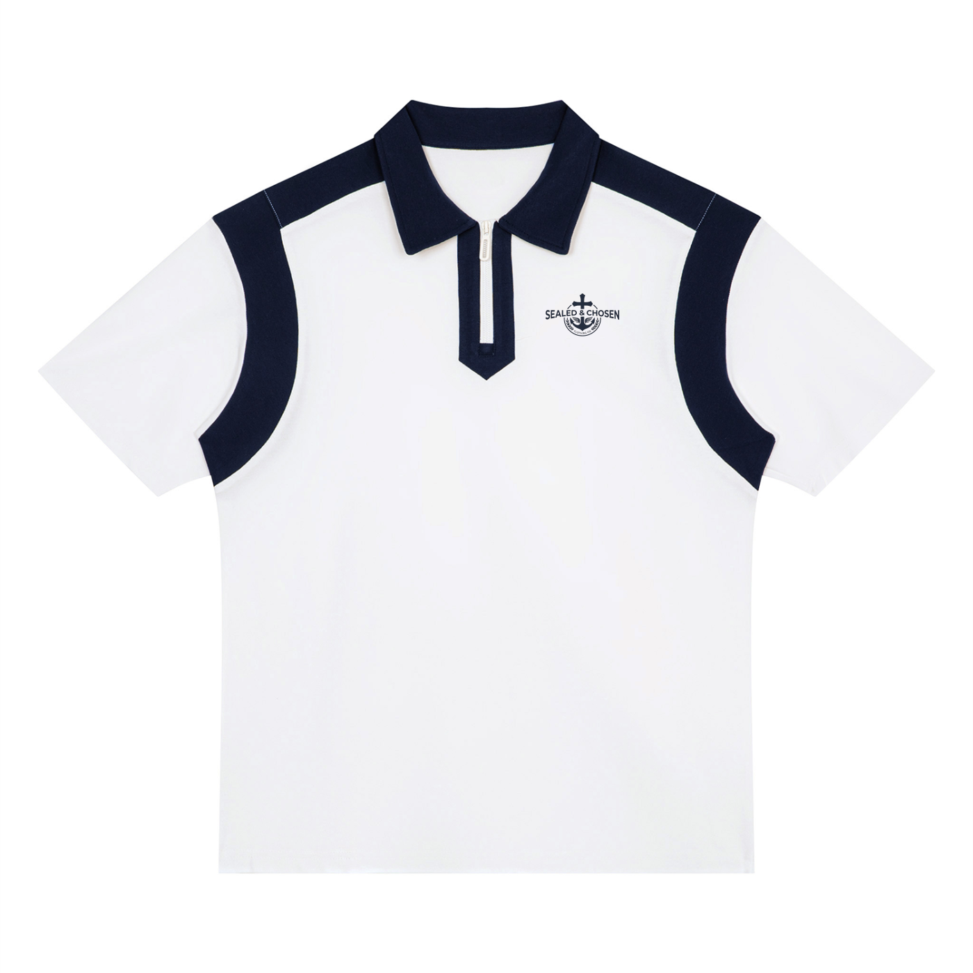 Unisex Color Block Quarter Zip Polo Shirt