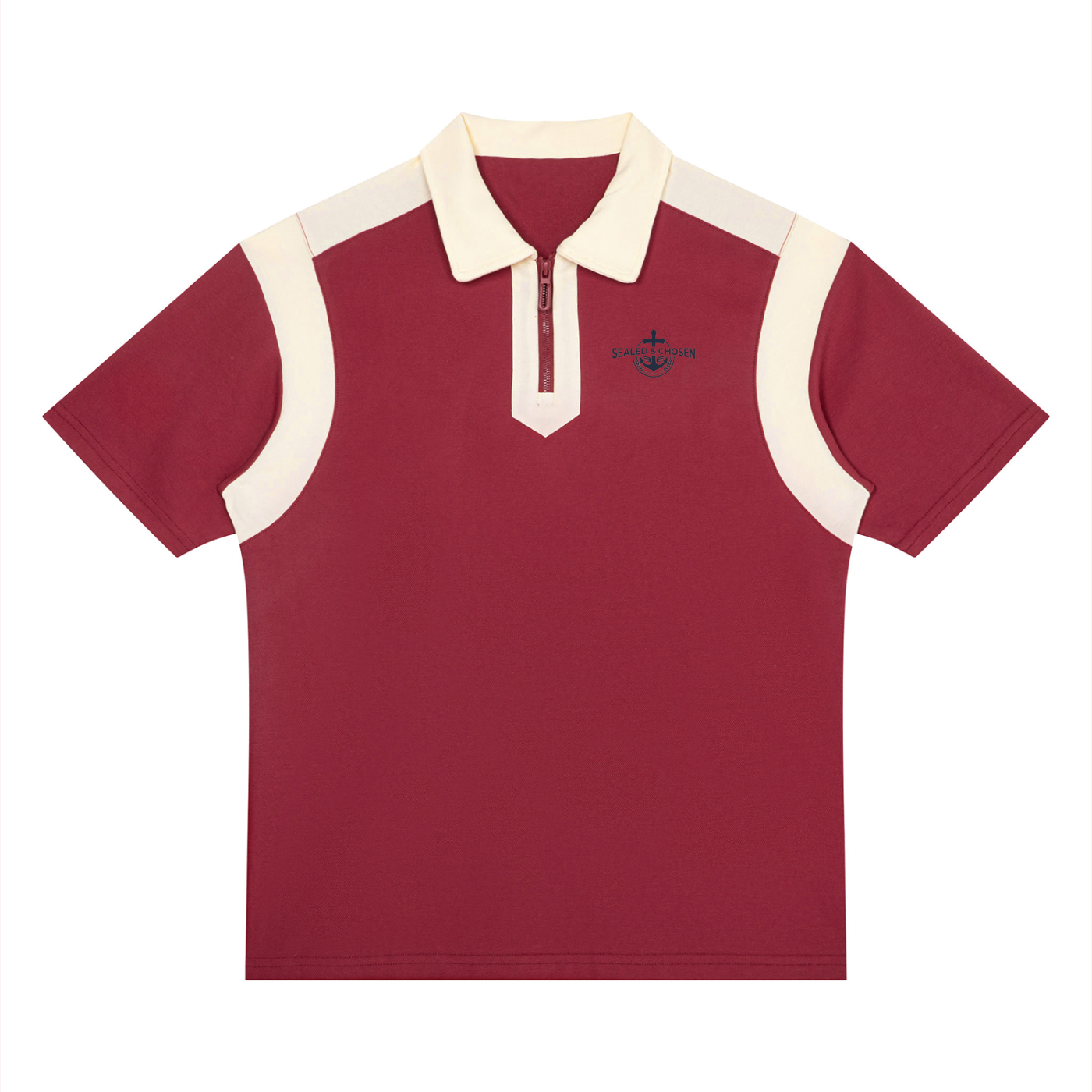 Unisex Color Block Quarter Zip Polo Shirt
